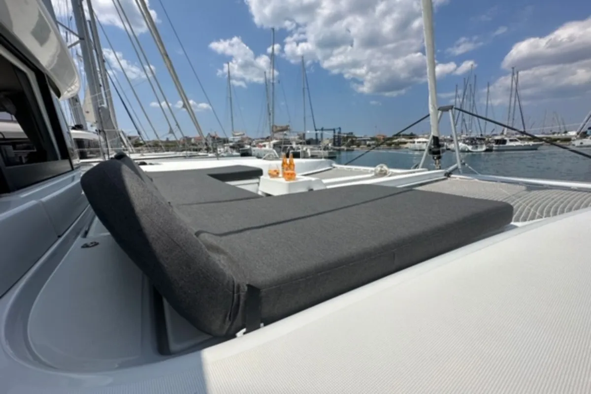 Deck of Mira, a Lagoon 46 catamaran at Općina Sukošan, Croatia