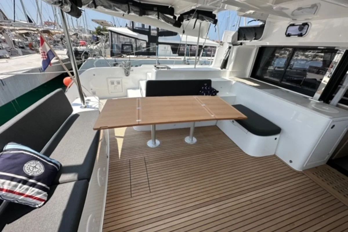 Deck of Mira, a Lagoon 46 catamaran at Općina Sukošan, Croatia