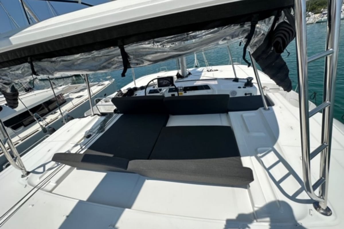 Cockpit of Mira, a Lagoon 46 catamaran at Općina Sukošan, Croatia