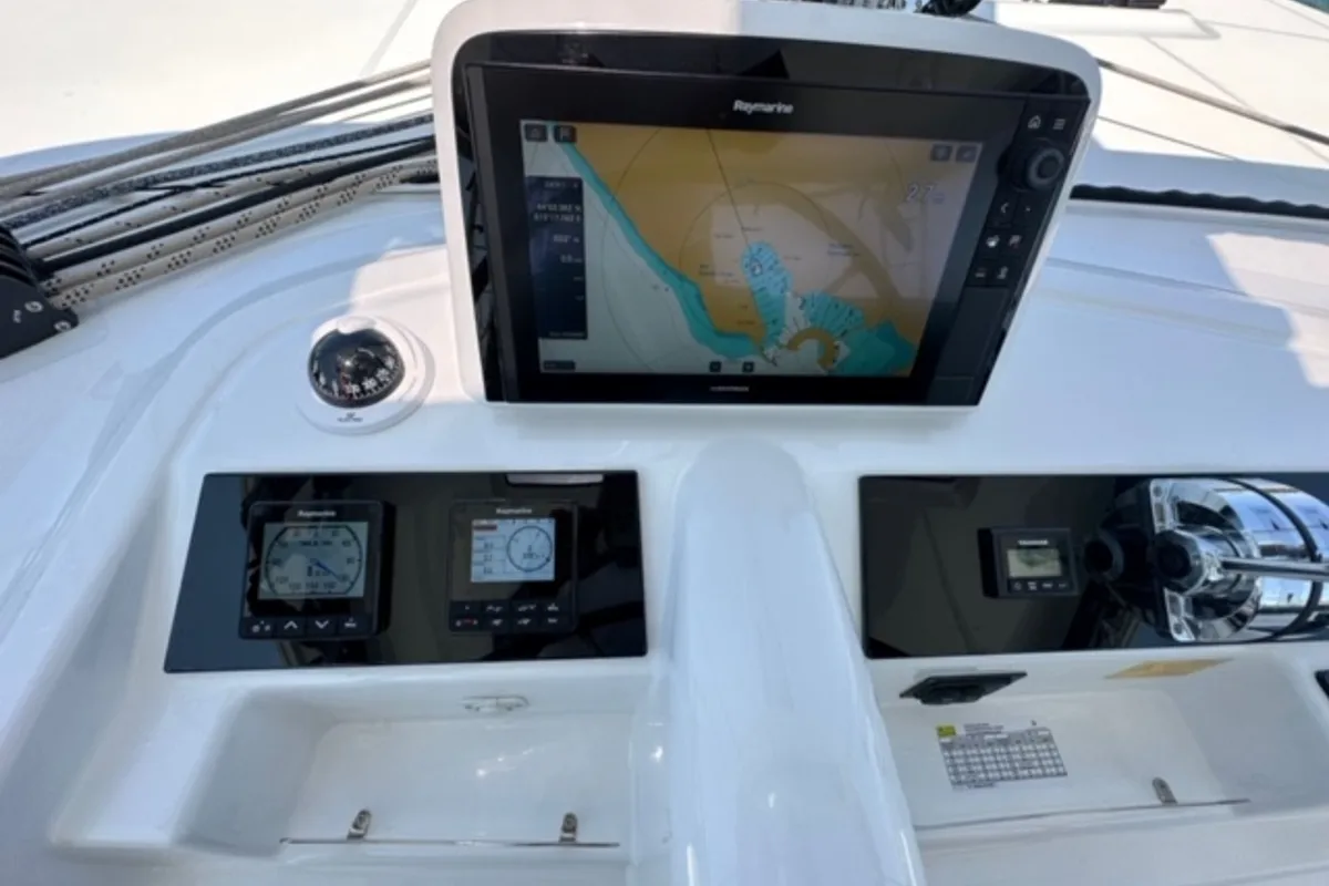 Cockpit of Mira, a Lagoon 46 catamaran at Općina Sukošan, Croatia