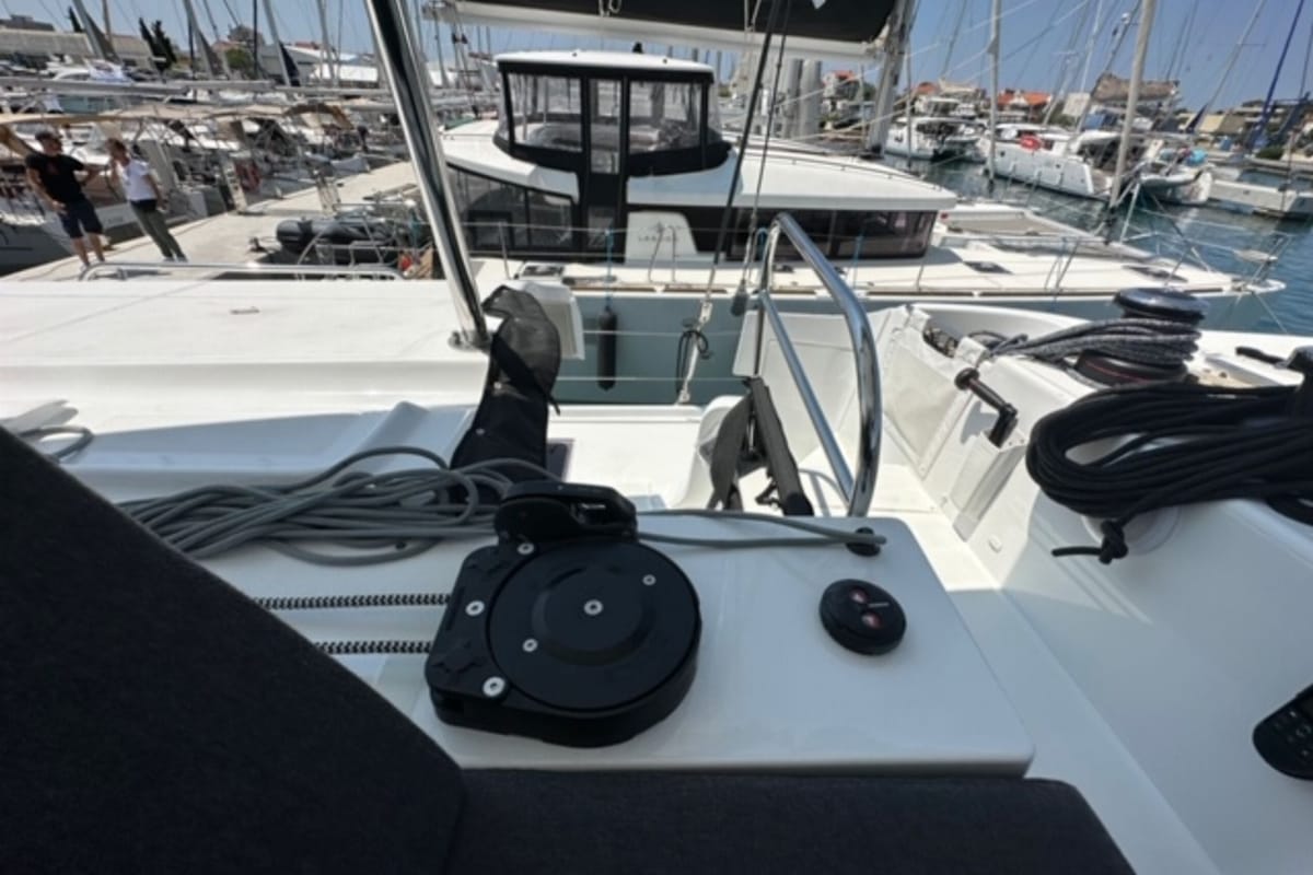 Deck of Mira, a Lagoon 46 catamaran at Općina Sukošan, Croatia