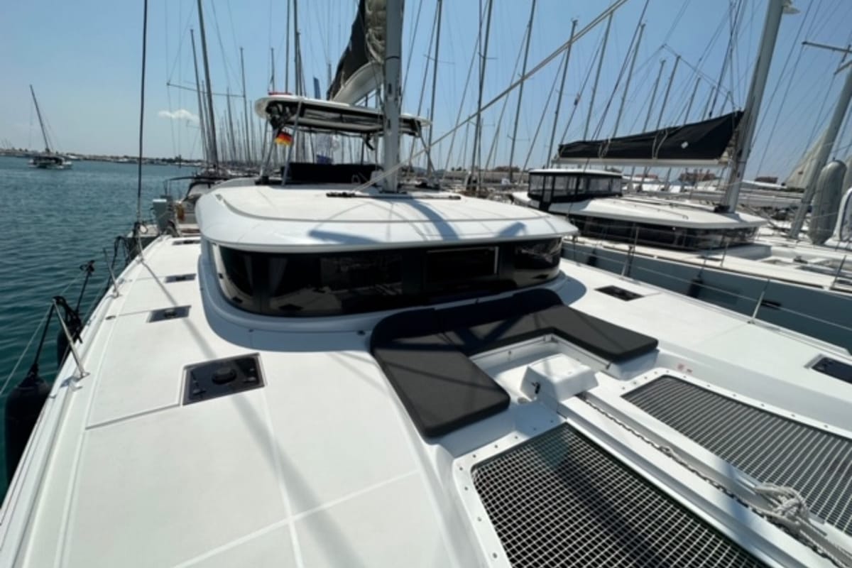 Deck of Mira, a Lagoon 46 catamaran at Općina Sukošan, Croatia