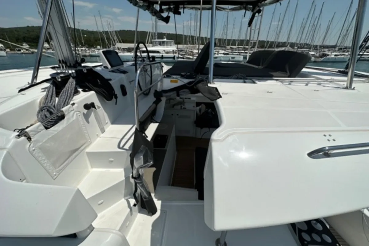 Cockpit of Mira, a Lagoon 46 catamaran at Općina Sukošan, Croatia