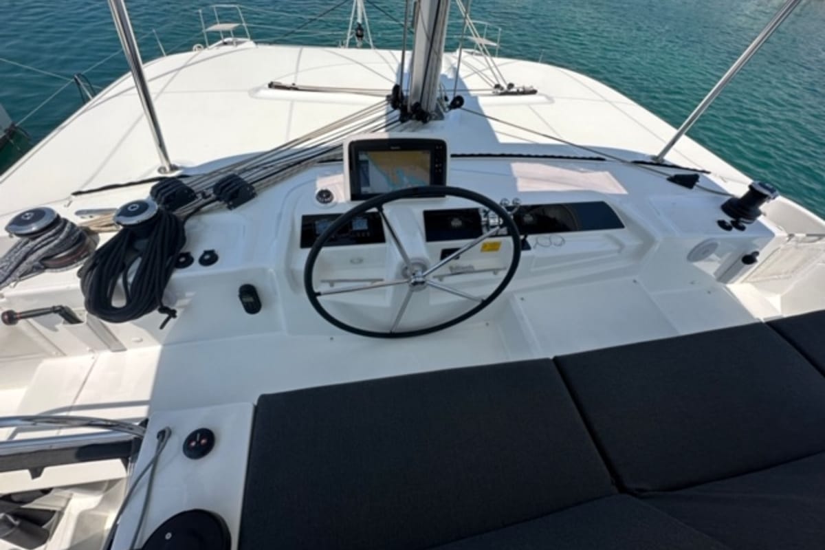 Deck of Mira, a Lagoon 46 catamaran at Općina Sukošan, Croatia