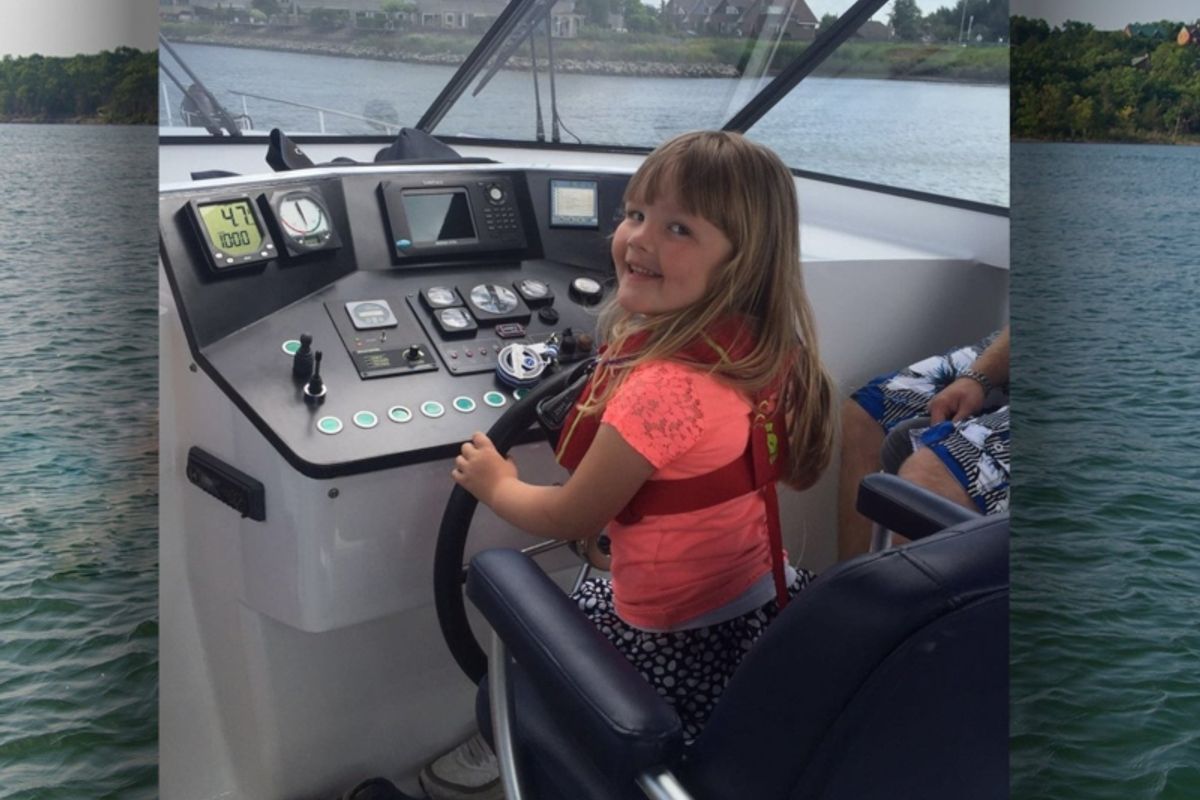 Cockpit of Royal, a Pacific Allure 155 motorboat at Heukelum, Netherlands