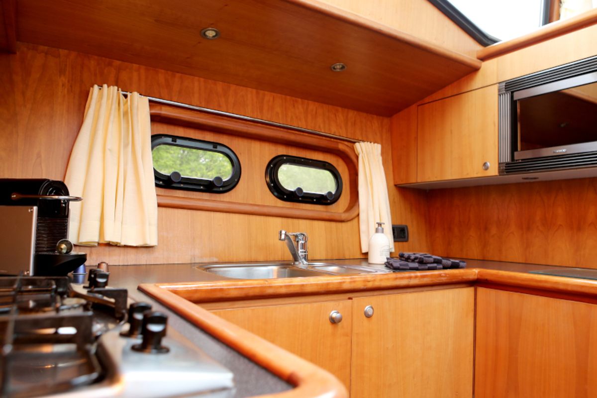 Galley of Royal, a Pacific Allure 155 motorboat at Heukelum, Netherlands