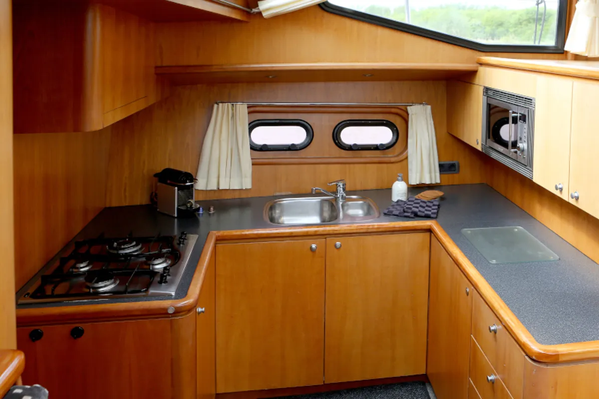 Galley of Royal, a Pacific Allure 155 motorboat at Heukelum, Netherlands