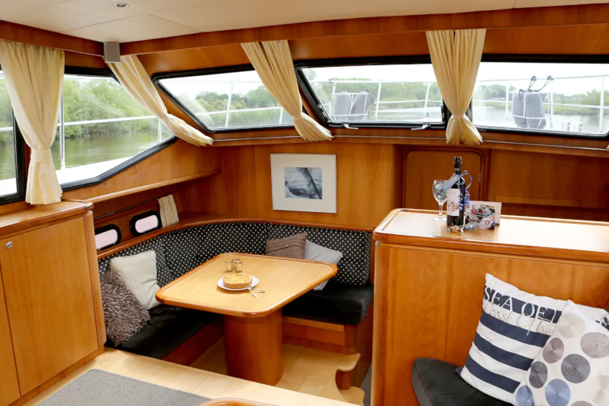 Salon of Royal, a Pacific Allure 155 motorboat at Heukelum, Netherlands