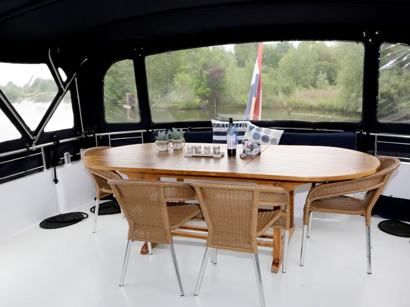Deck of Royal, a Pacific Allure 155 motorboat at Heukelum, Netherlands