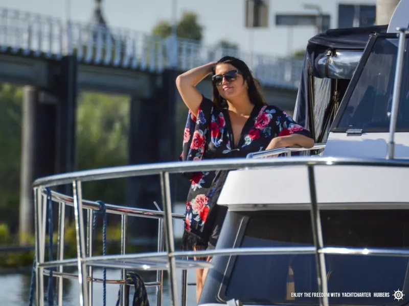 Deck of Royal, a Pacific Allure 155 motorboat at Heukelum, Netherlands