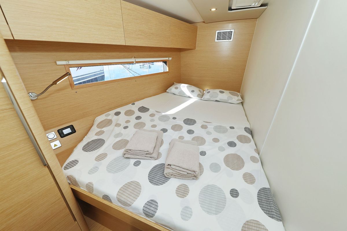 Cabin on Vivid, a Hanse Yachts Hanse 510 sailboat at Grad Kaštela, Croatia