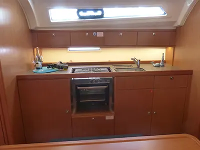 Galley of Xenia, a Bavaria Cruiser 41 sailboat at Procida, Italy
