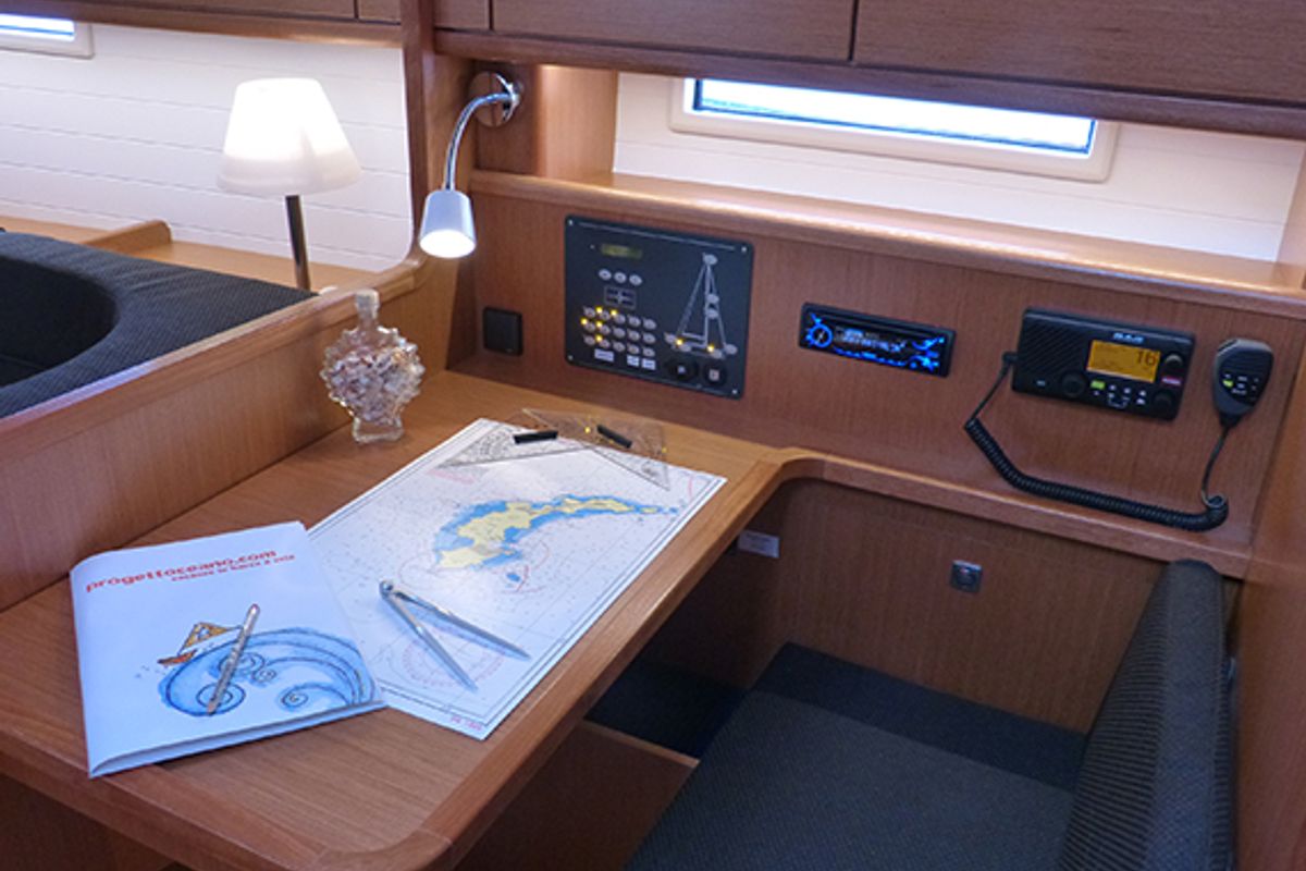 Salon of Xenia, a Bavaria Cruiser 41 sailboat at Procida, Italy
