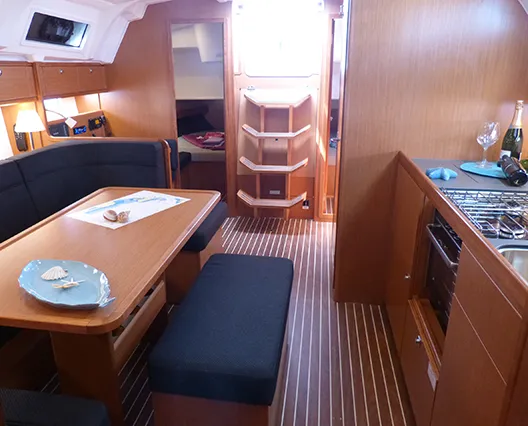 Salon of Xenia, a Bavaria Cruiser 41 sailboat at Procida, Italy