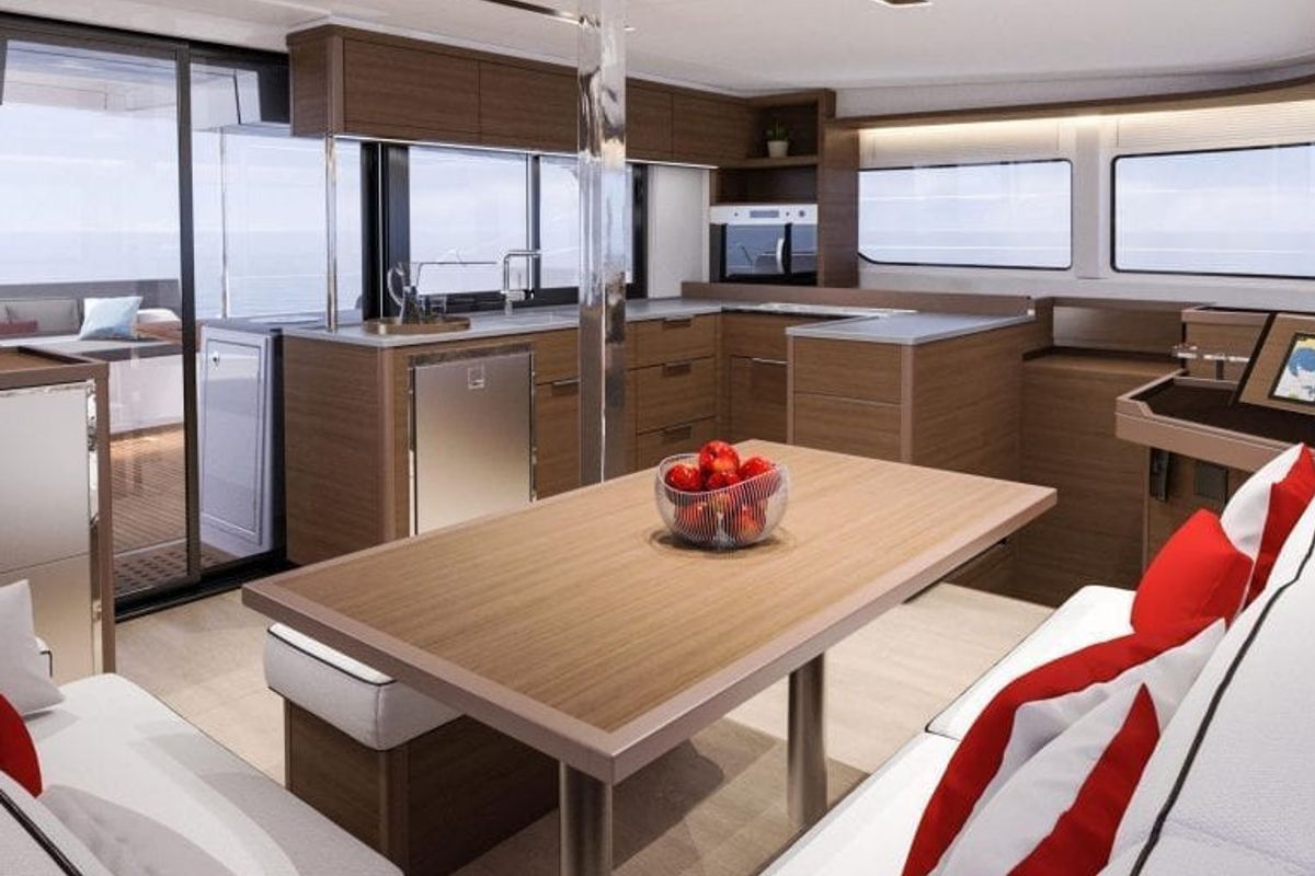 Galley of Kosmo, a Lagoon 46 catamaran at Anzio, Italy