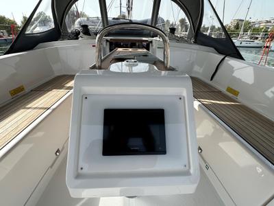 Cockpit of Melina, a Bavaria C38 sailboat at Athens, Greece