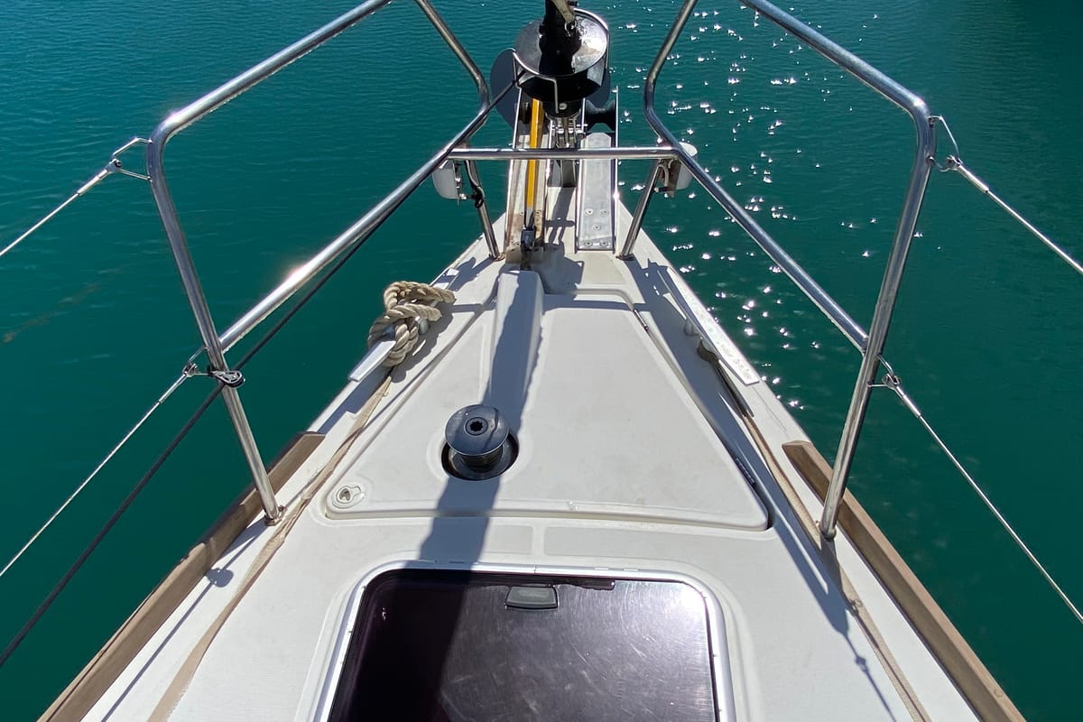 Deck of Callidora, a Beneteau Oceanis 45 sailboat at Municipal Unit of Rhodes, Greece
