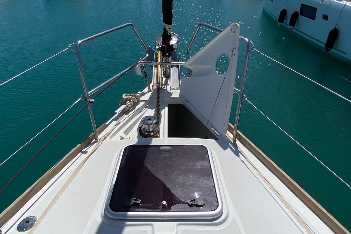 Deck of Callidora, a Beneteau Oceanis 45 sailboat at Municipal Unit of Rhodes, Greece