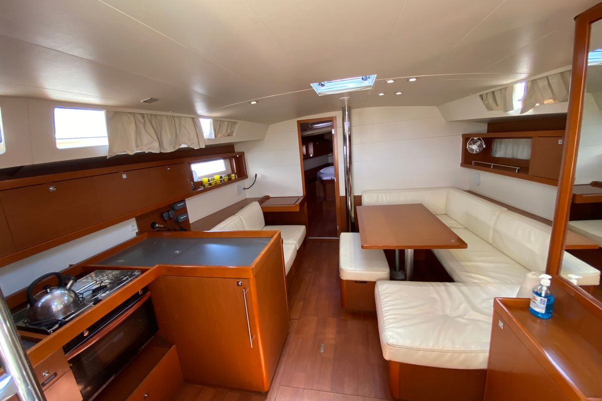 Salon of Callidora, a Beneteau Oceanis 45 sailboat at Municipal Unit of Rhodes, Greece