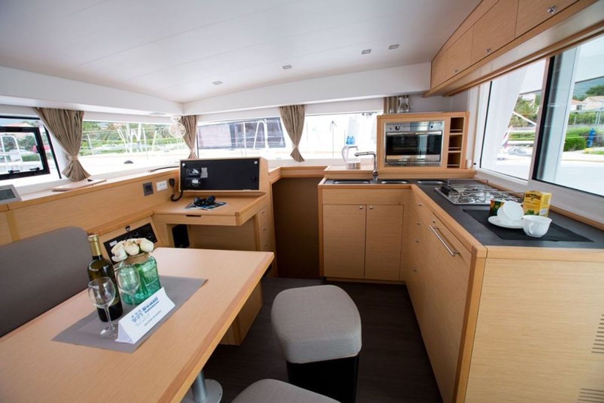 Galley of Bubbles Up, a Lagoon 40 catamaran at Road Town, British Virgin Islands