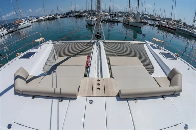 Deck of Sithonia, a Nautitech 46 Fly catamaran at Athens, Greece