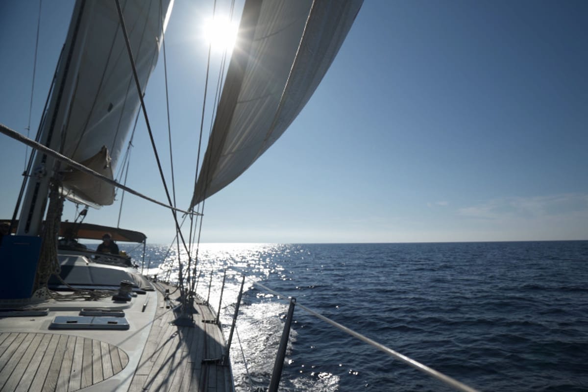 Osyan, a Dufour Dynamique 62 sailboat at Parikia, Greece