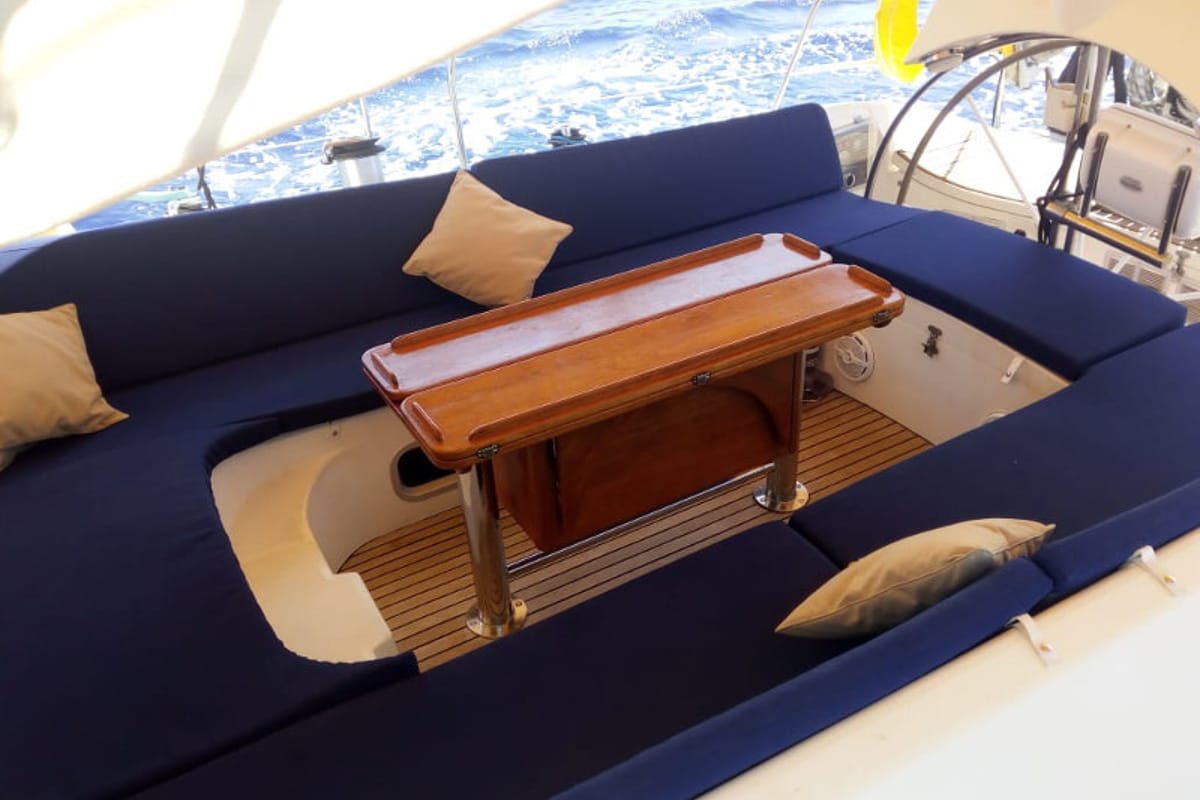 Osyan, a Dufour Dynamique 62 sailboat at Parikia, Greece