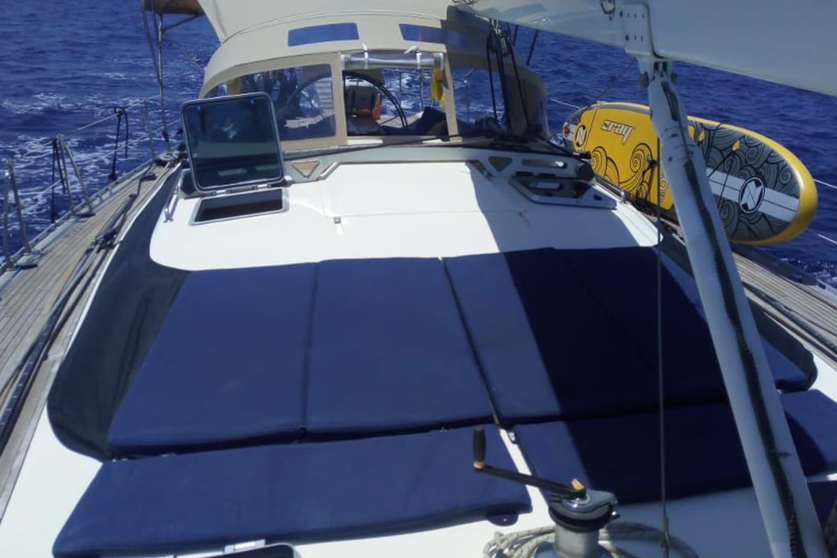 Osyan, a Dufour Dynamique 62 sailboat at Parikia, Greece