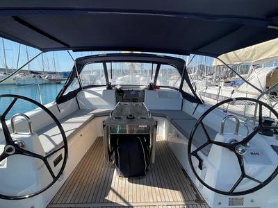 Cockpit of Vela, a Beneteau Oceanis 40.1 sailboat at Rosignano Solvay, Italy