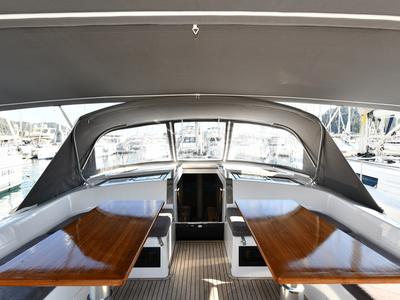 Cockpit of Yassica, a Hanse Yachts Hanse 460 sailboat at Fethiye, Turkey