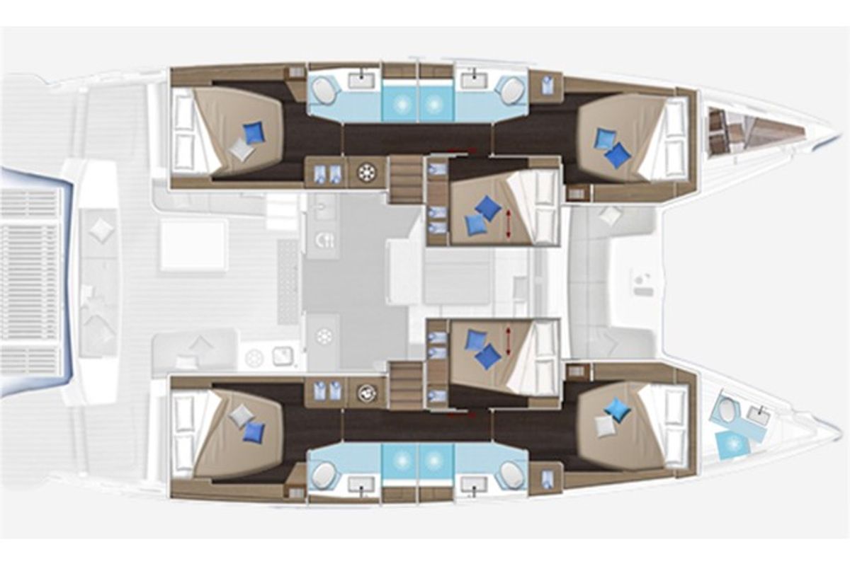 Floor plan of Pasha, a Lagoon 51 catamaran at Marmaris, Turkey