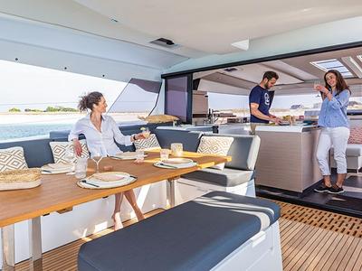 Galley of Ocean Eye, a Fountaine Pajot Aura 51 catamaran at Grad Trogir, Croatia