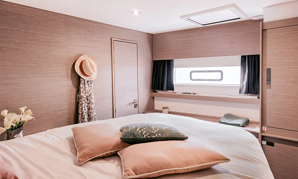 Deck of Ocean Eye, a Fountaine Pajot Aura 51 catamaran at Grad Trogir, Croatia
