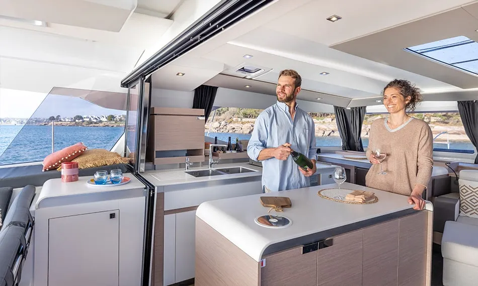 Head on Ocean Eye, a Fountaine Pajot Aura 51 catamaran at Grad Trogir, Croatia