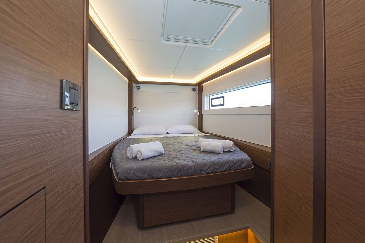 Cabin on No Worries, a Lagoon 46 catamaran at Municipal Unit of Rhodes, Greece