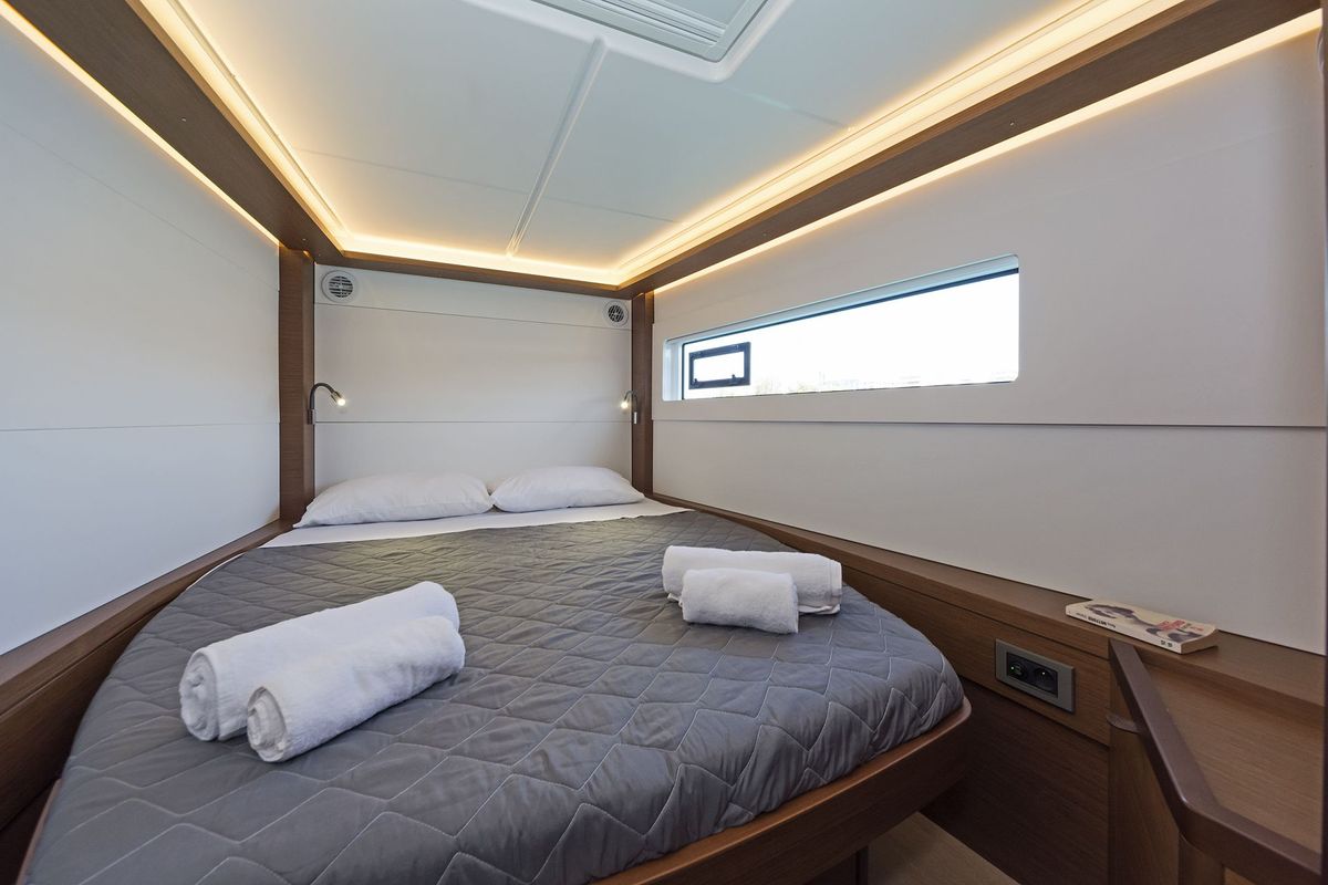 Cabin on No Worries, a Lagoon 46 catamaran at Municipal Unit of Rhodes, Greece
