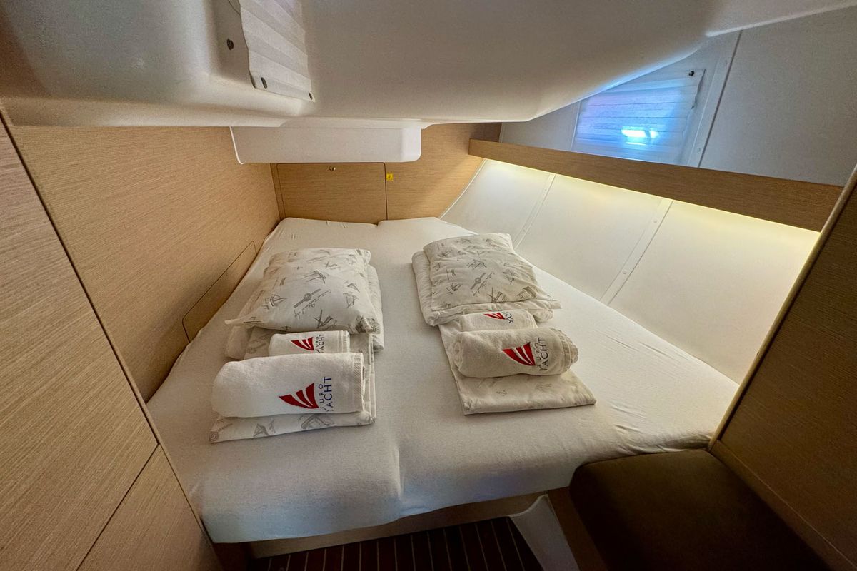 Cabin on Adelyna, a Elan Impression 45 sailboat at Grad Biograd na Moru, Croatia
