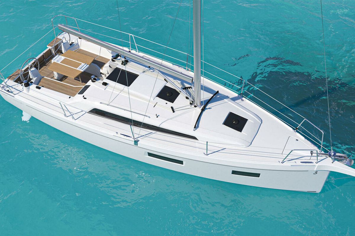 Exterior view of Orionis, a Beneteau Oceanis 34.1 sailboat at Marmaris, Turkey