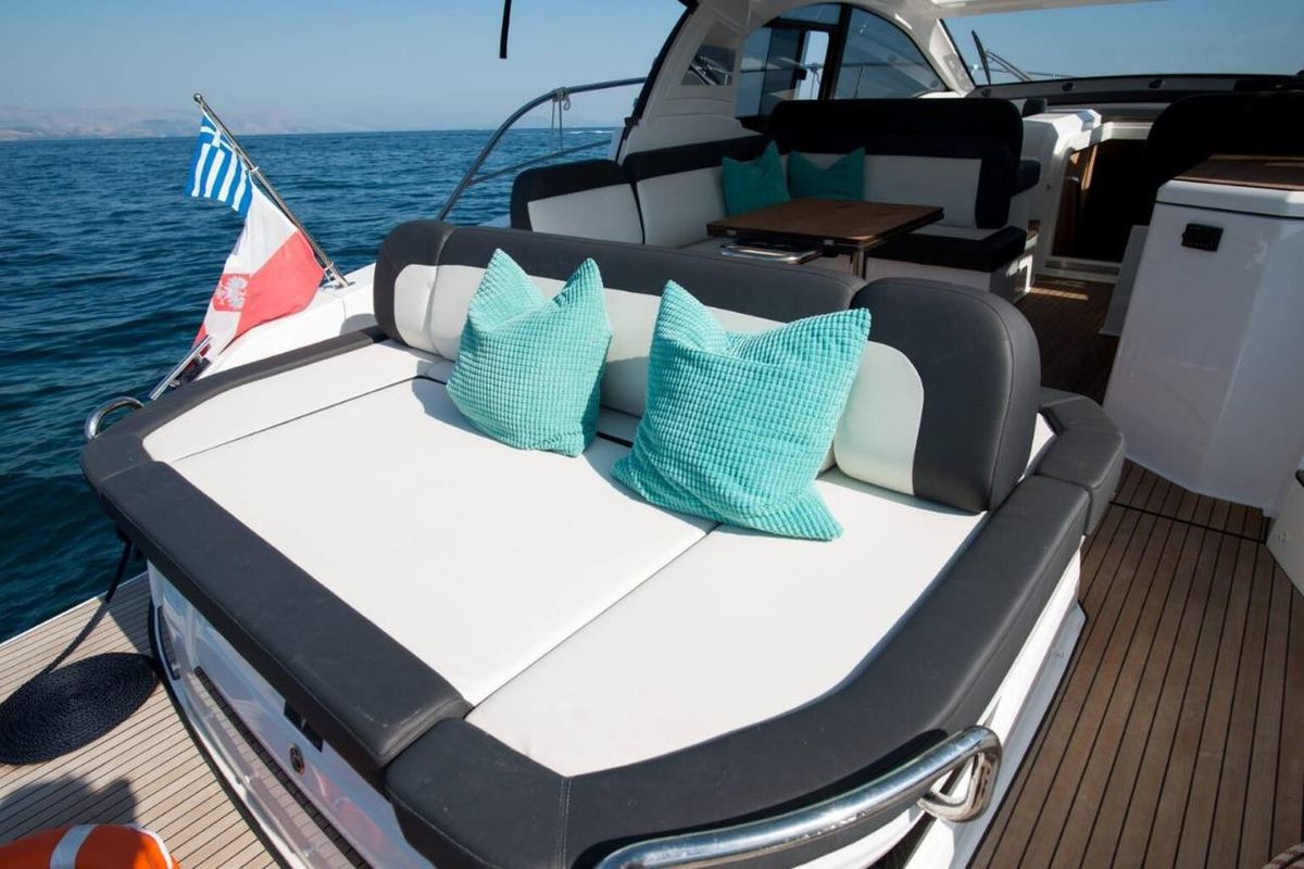 Deck of Sandy I, a Bavaria SR41 yacht at Kontokali, Greece