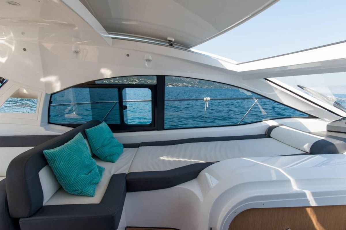 Deck of Sandy I, a Bavaria SR41 yacht at Kontokali, Greece