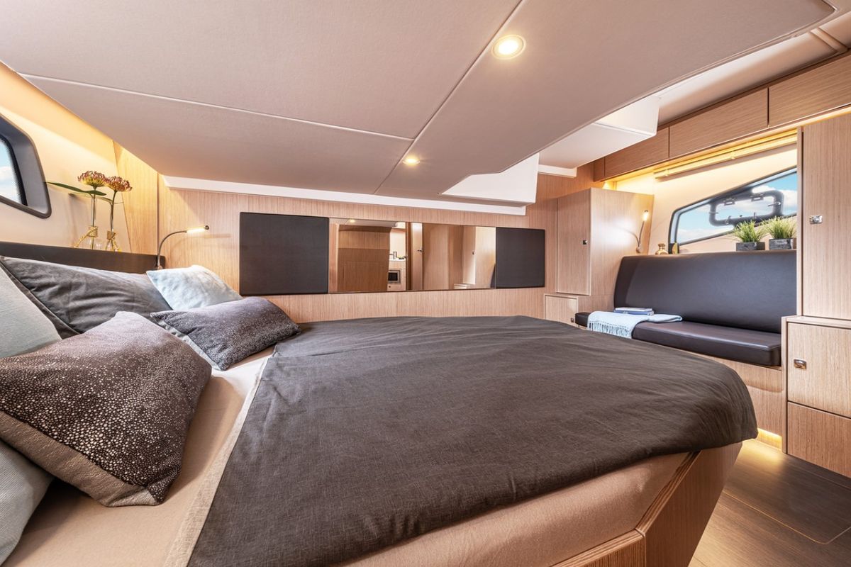 Cabin on Sandy I, a Bavaria SR41 yacht at Kontokali, Greece