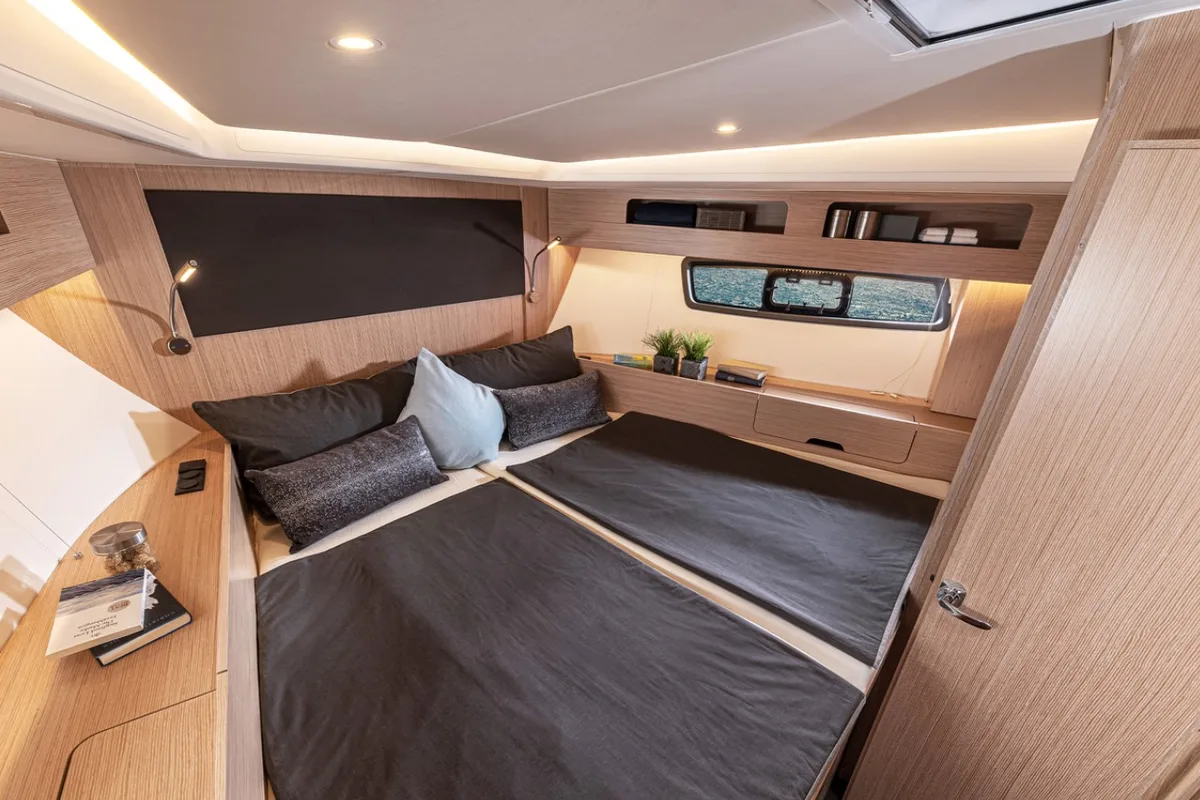Cabin on Sandy I, a Bavaria SR41 yacht at Kontokali, Greece