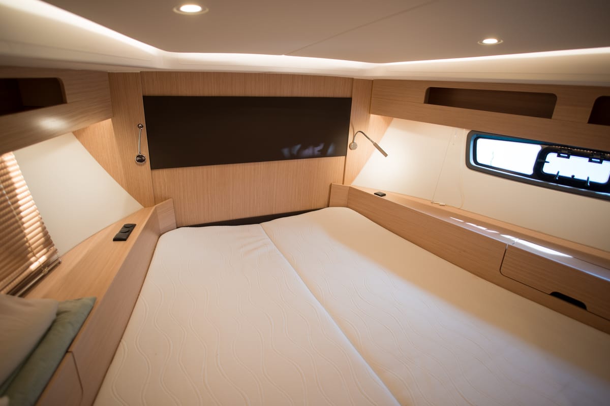 Cabin on Sandy I, a Bavaria SR41 yacht at Kontokali, Greece