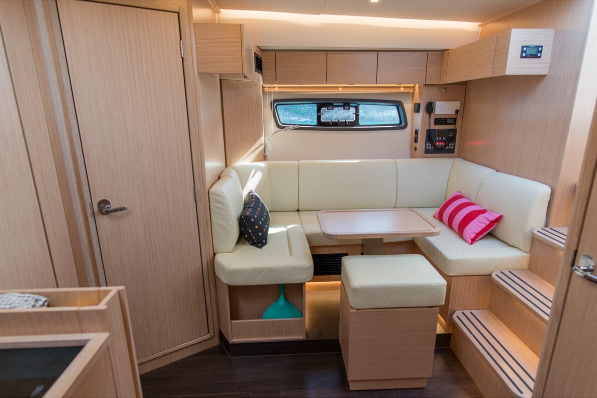 Salon of Sandy I, a Bavaria SR41 yacht at Kontokali, Greece