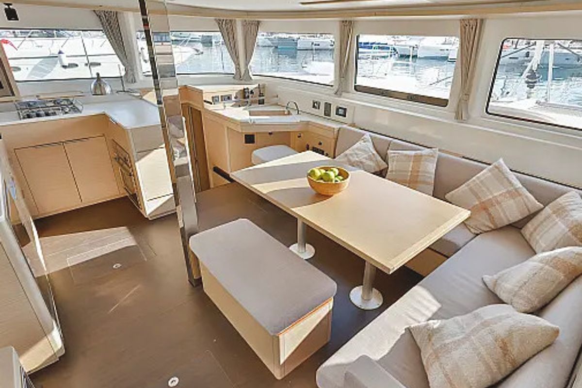 Salon of St. Tatiana, a Lagoon 46 catamaran at Tivat, Montenegro