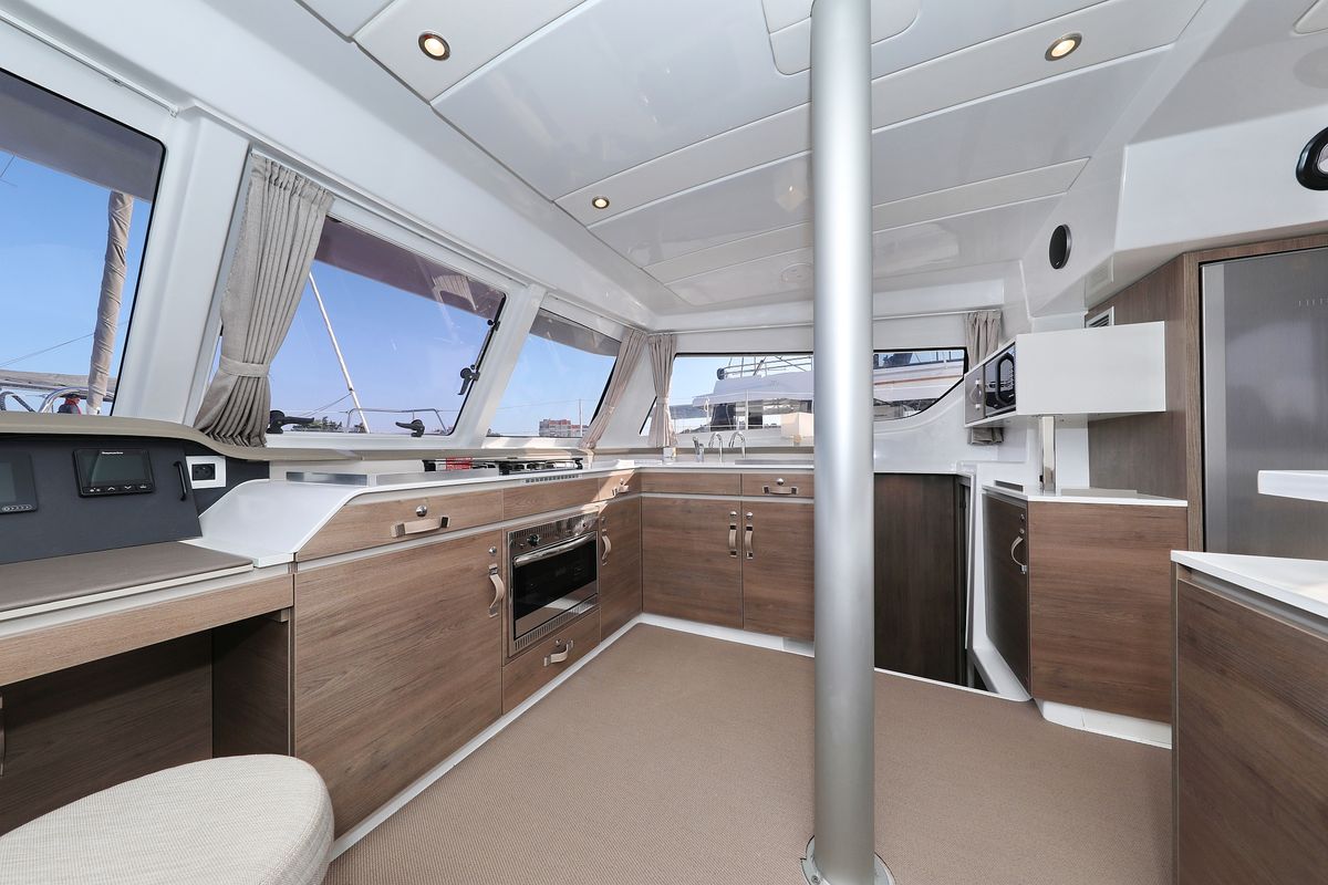 Galley of Ocean Office, a Bali Catspace catamaran at Grad Trogir, Croatia