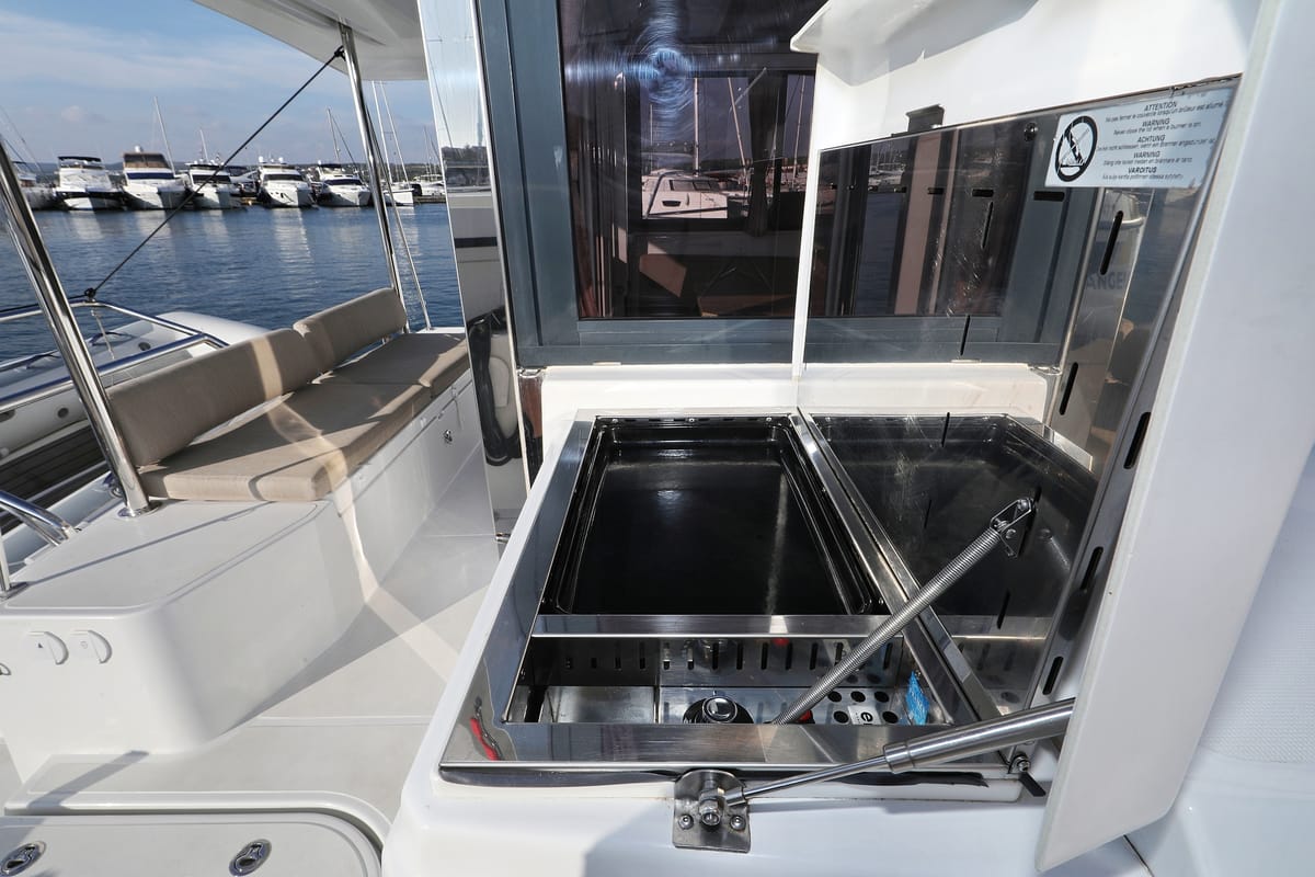 Deck of Ocean Office, a Bali Catspace catamaran at Grad Trogir, Croatia