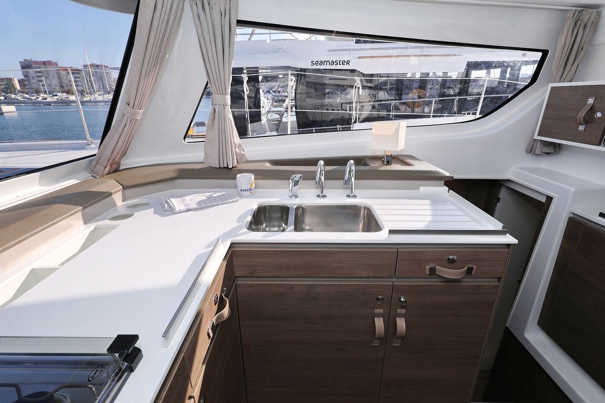 Galley of Ocean Office, a Bali Catspace catamaran at Grad Trogir, Croatia