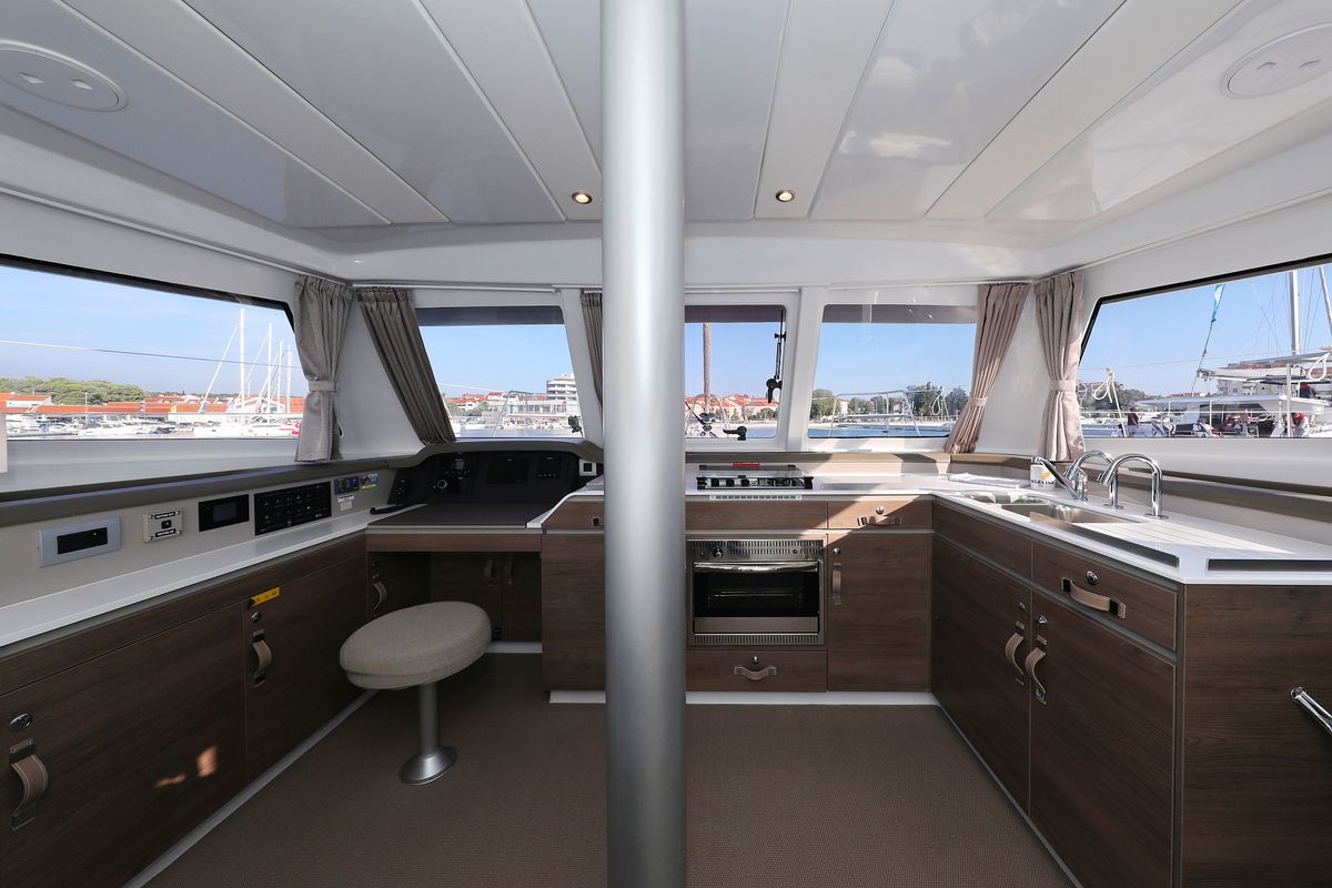 Galley of Ocean Office, a Bali Catspace catamaran at Grad Trogir, Croatia