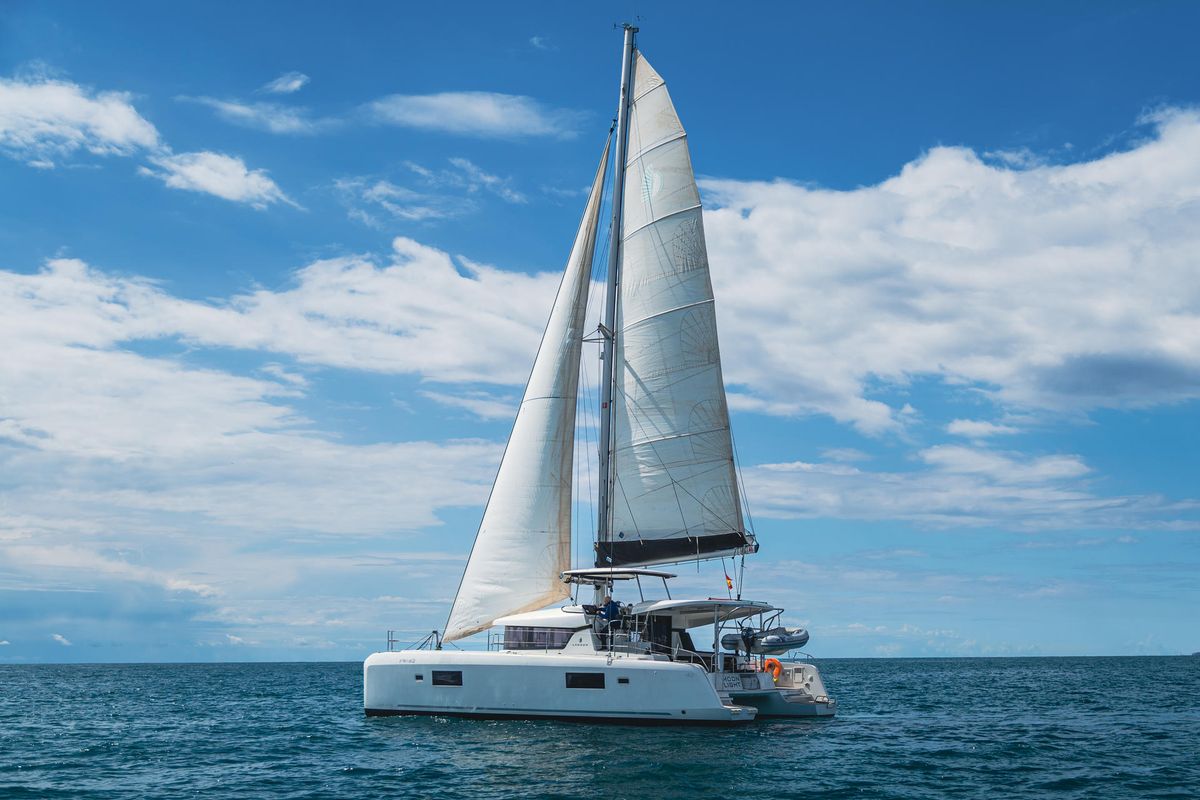 Exterior view of Moonlight, a Lagoon 42 catamaran at Grad Pula, Croatia